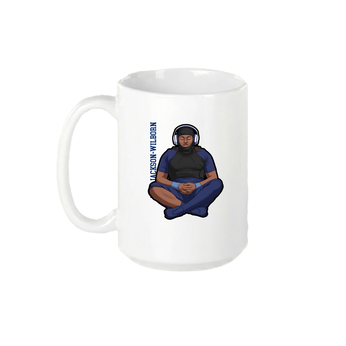 15oz Coffee Mug — Name Vertical in White