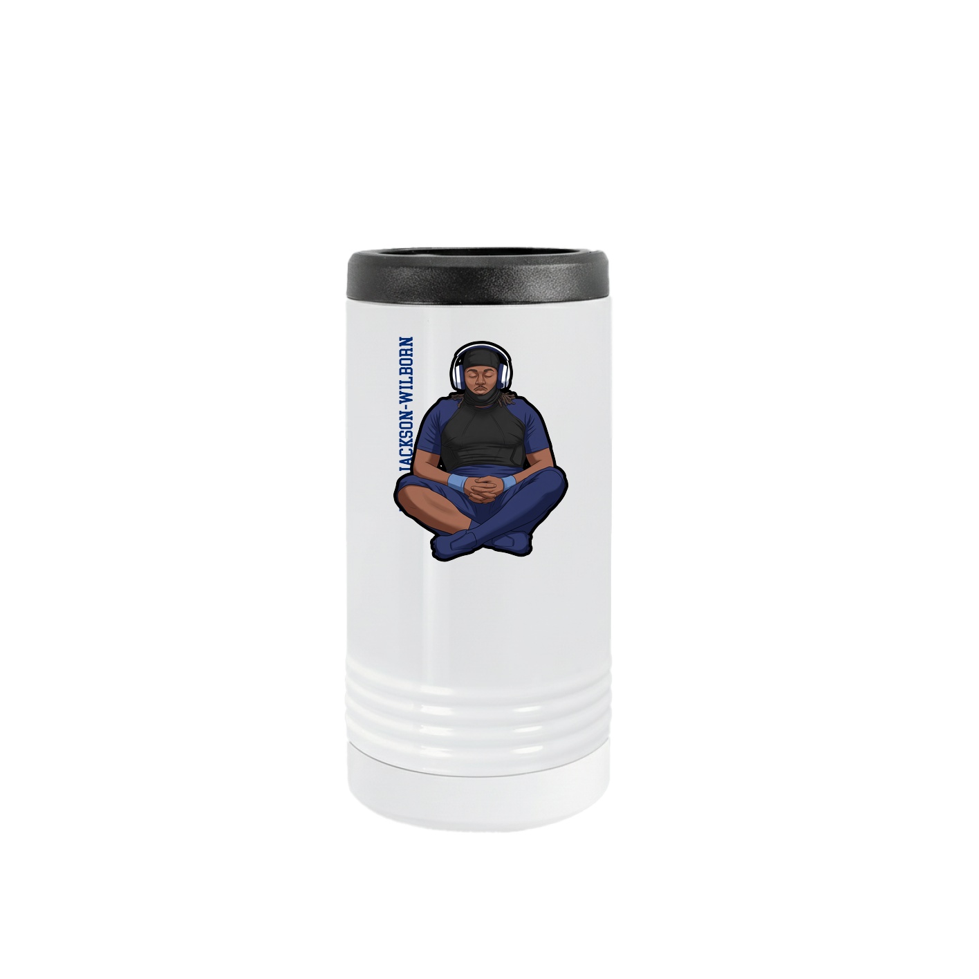 Slim Beverage Holder — Name Vertical in White