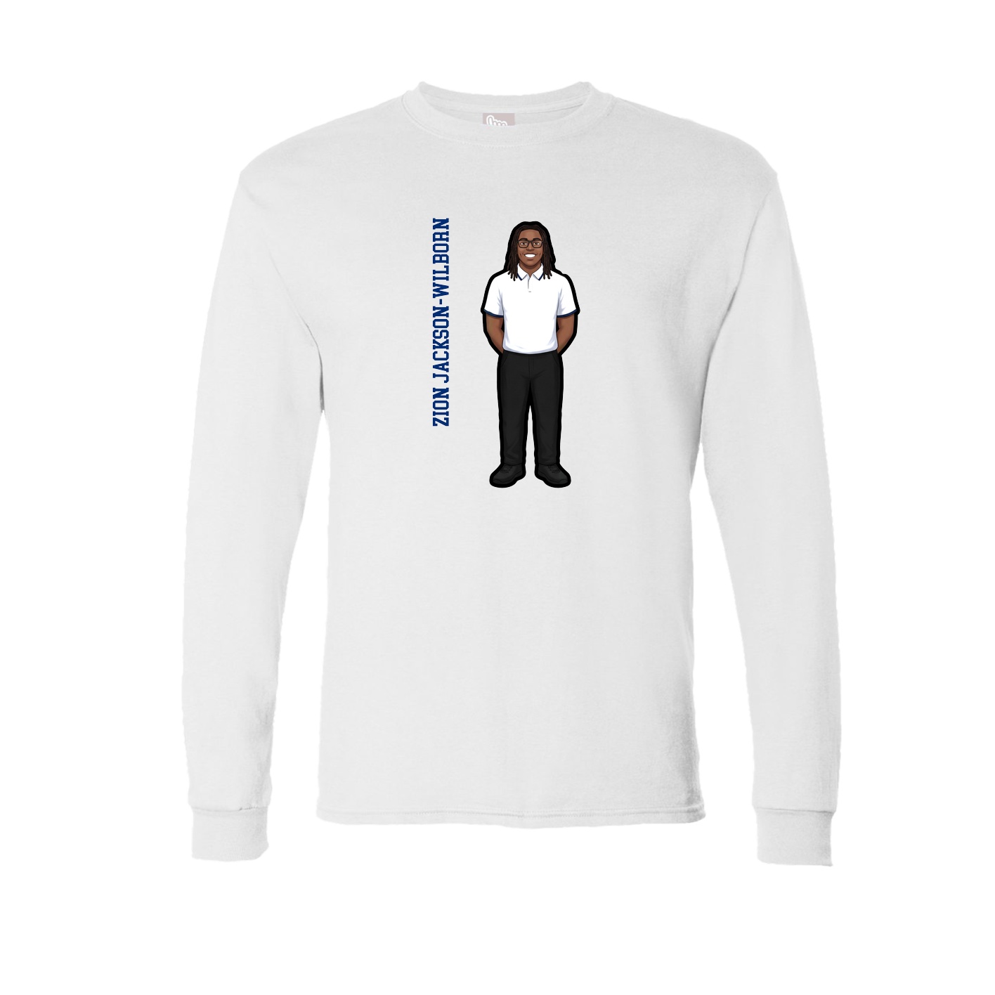 Long Sleeve Tee — Name Vertical in White