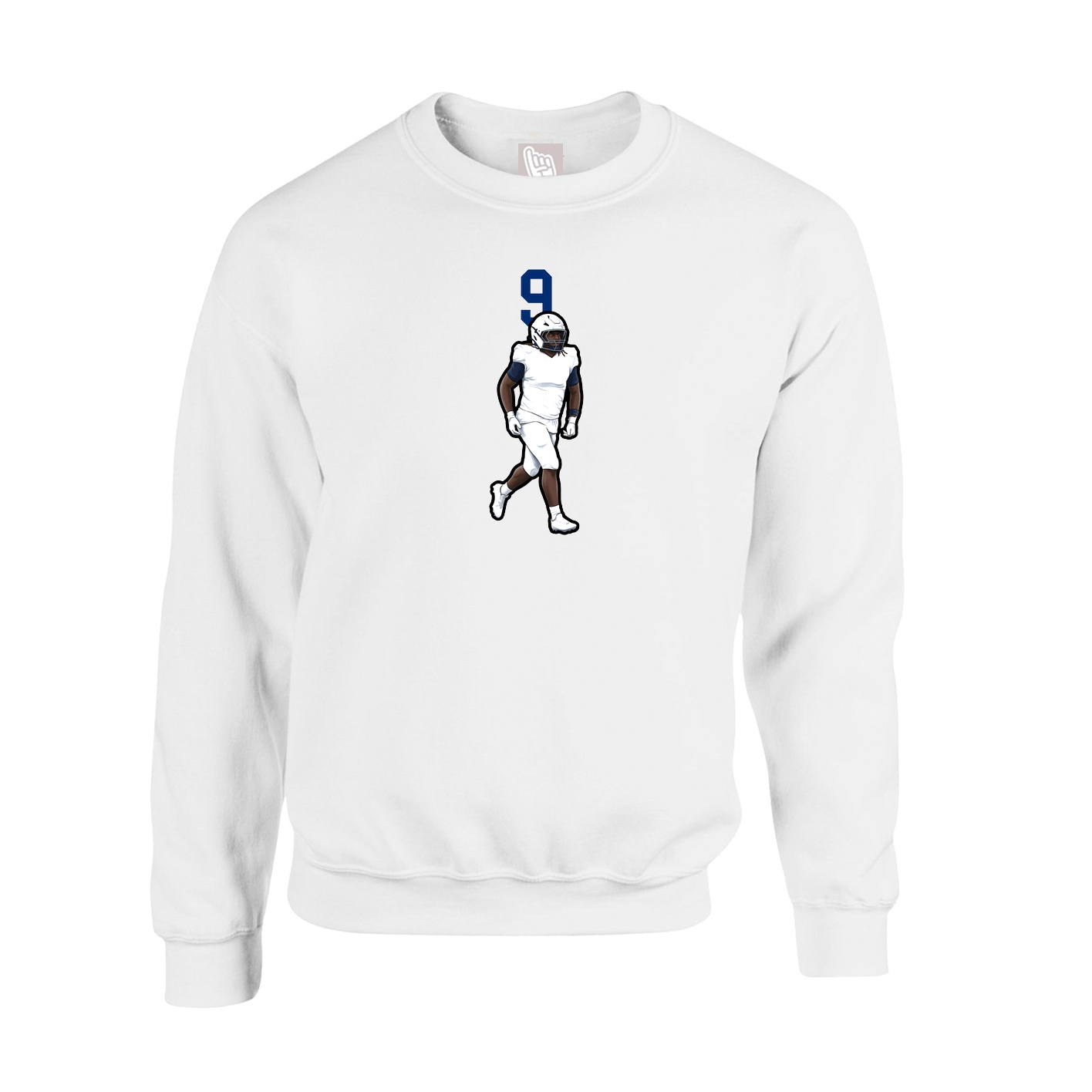 Fleece Crew — Number Top in White