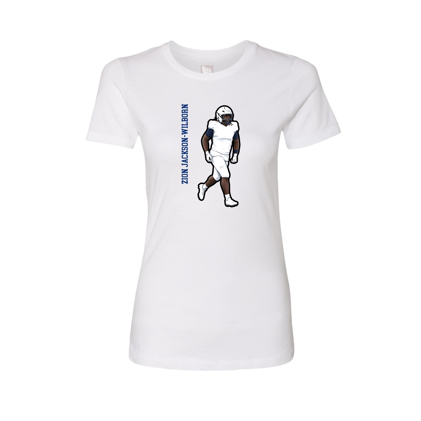 Womens Tee — Name Vertical in White