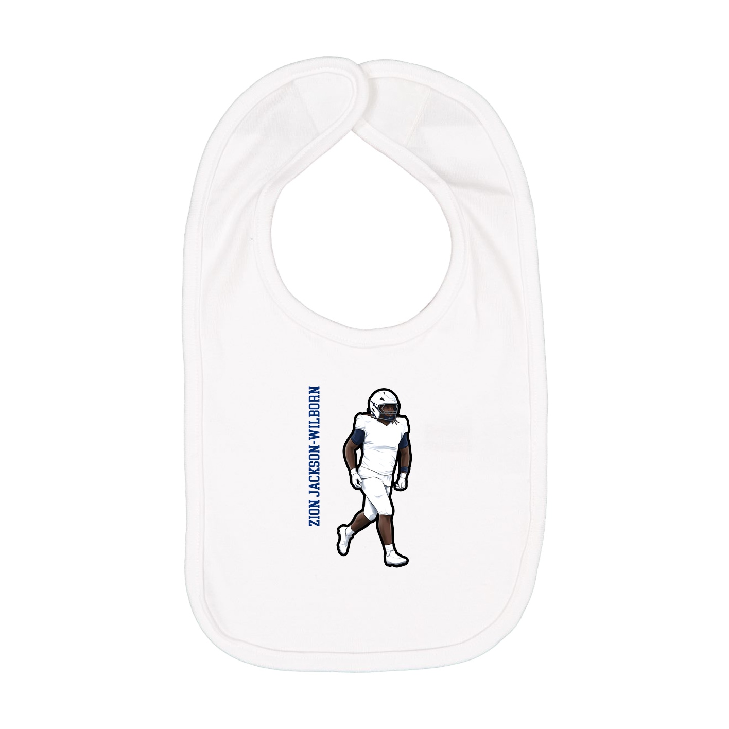 Infant Bib — Name Vertical in White