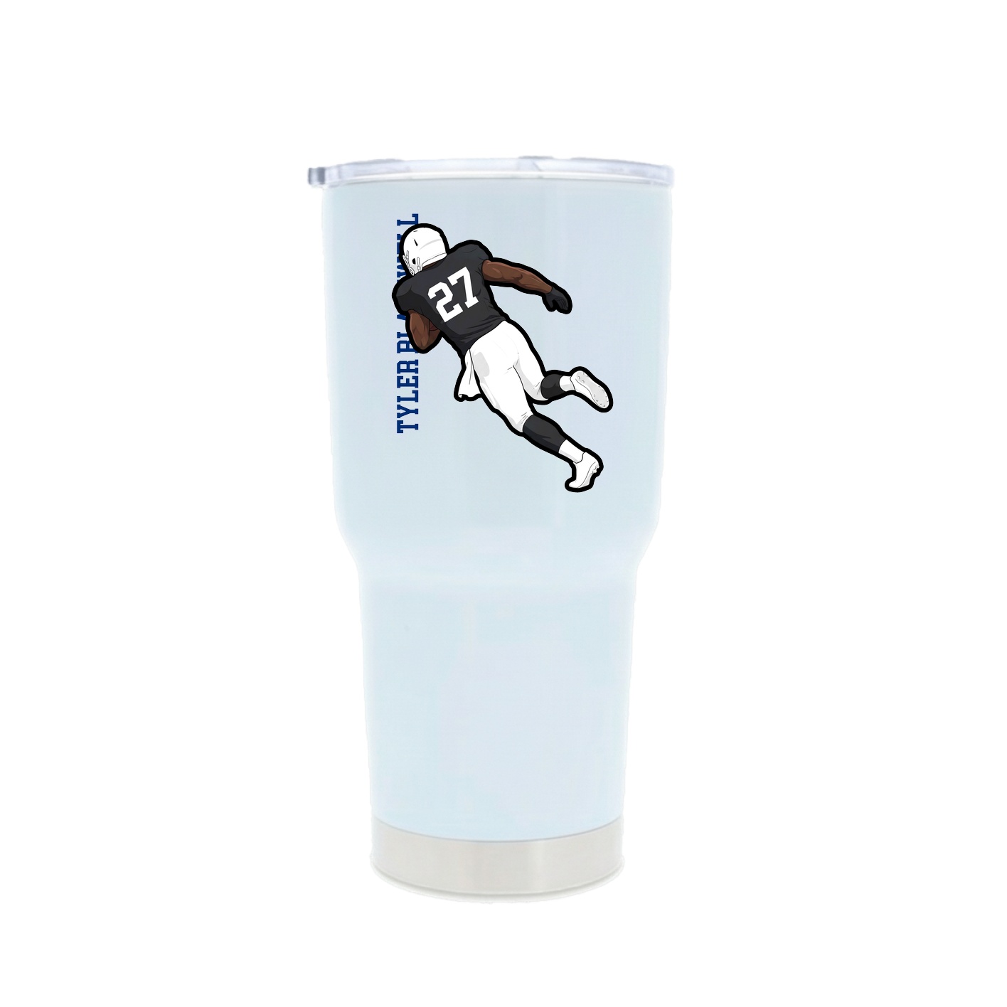 30oz Stainless Steel Tumbler — Name Vertical in White