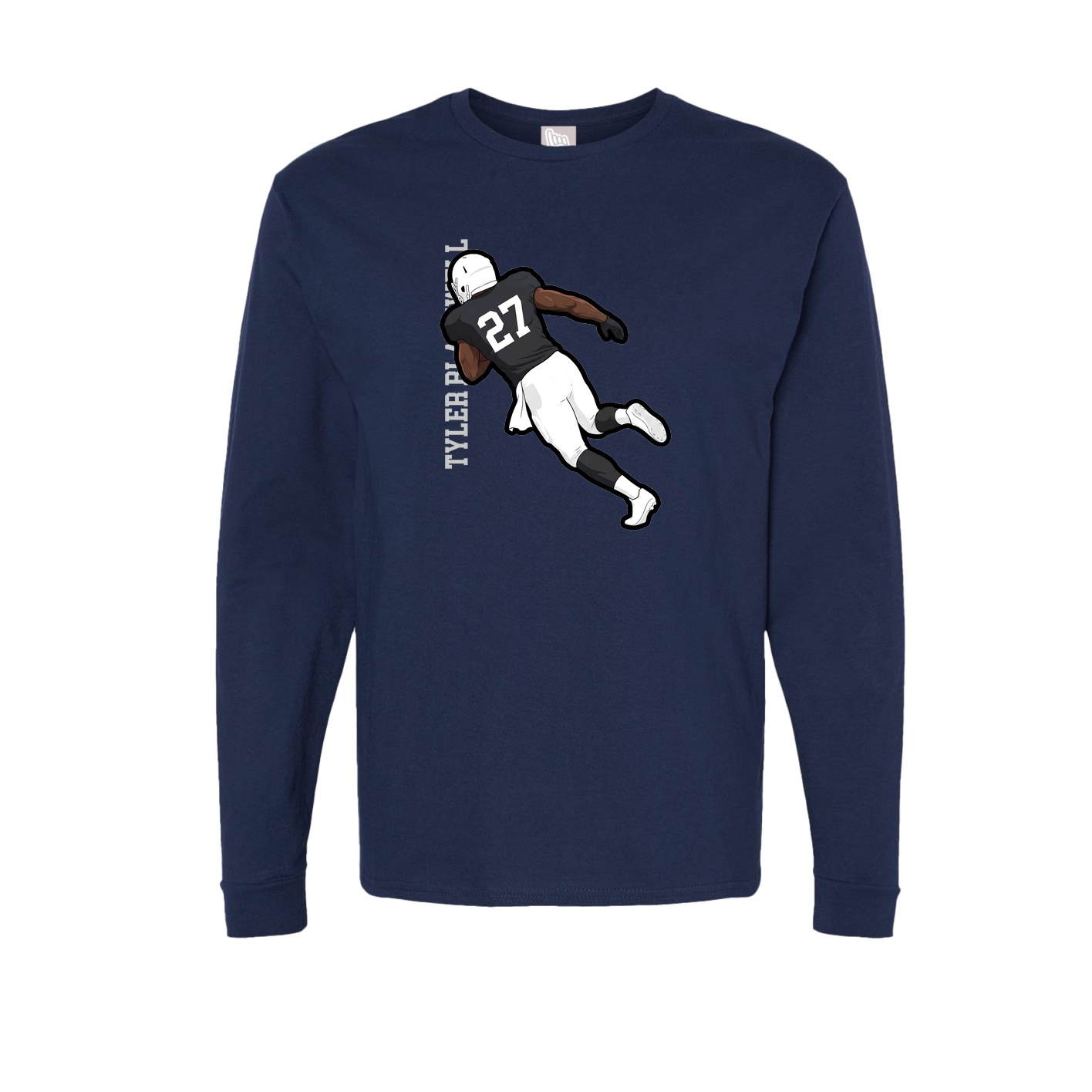 Long Sleeve Tee — Name Vertical in Navy