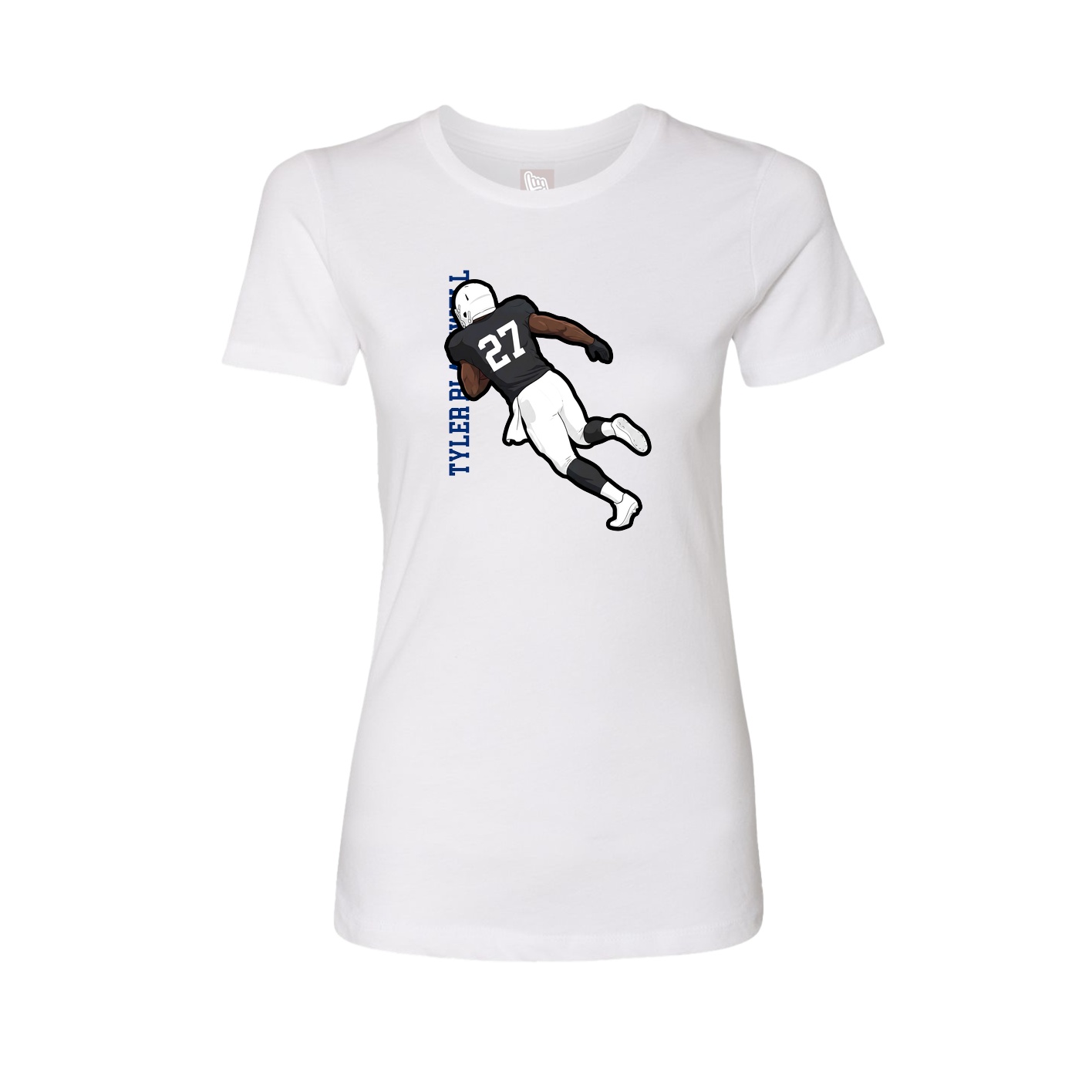 Fitted Women's Tee — Name Vertical in White