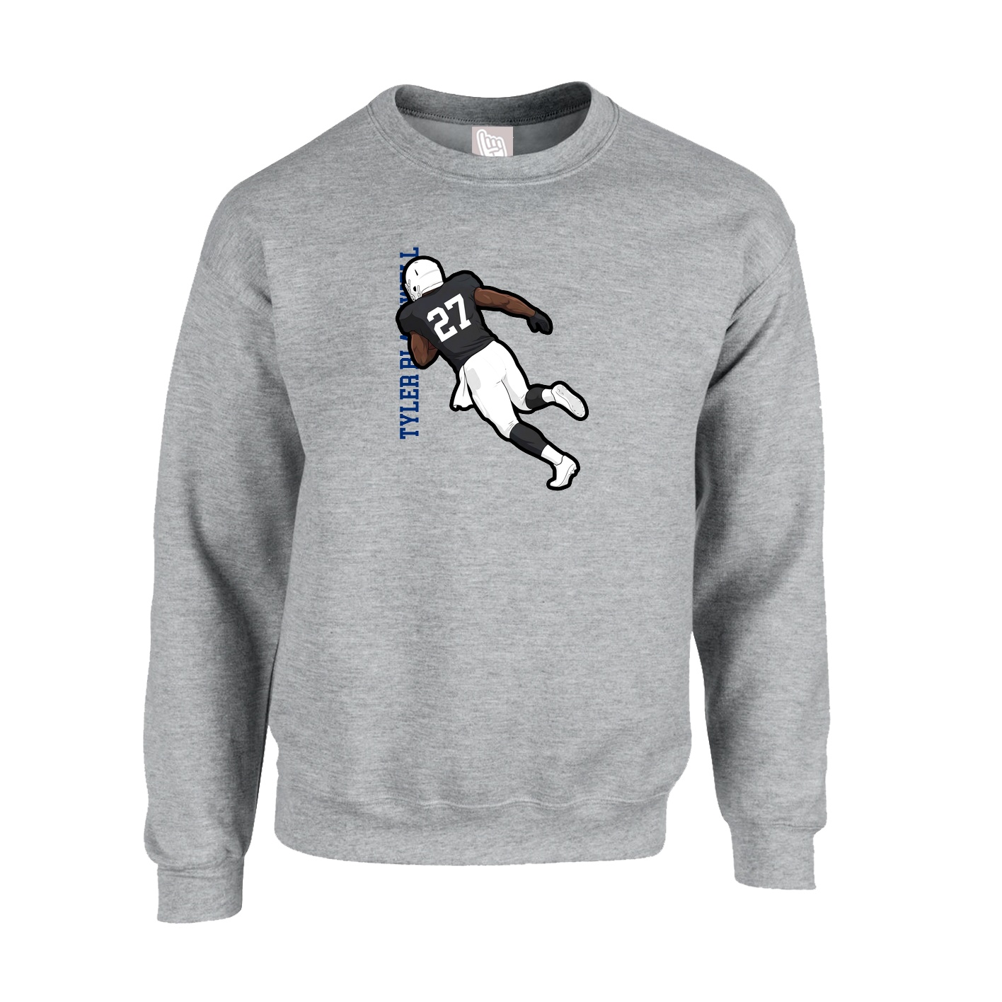 Fleece Crew — Name Vertical in Grey