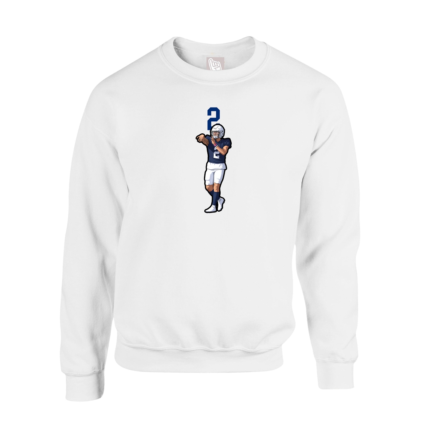 Fleece Crew — Number Top in White