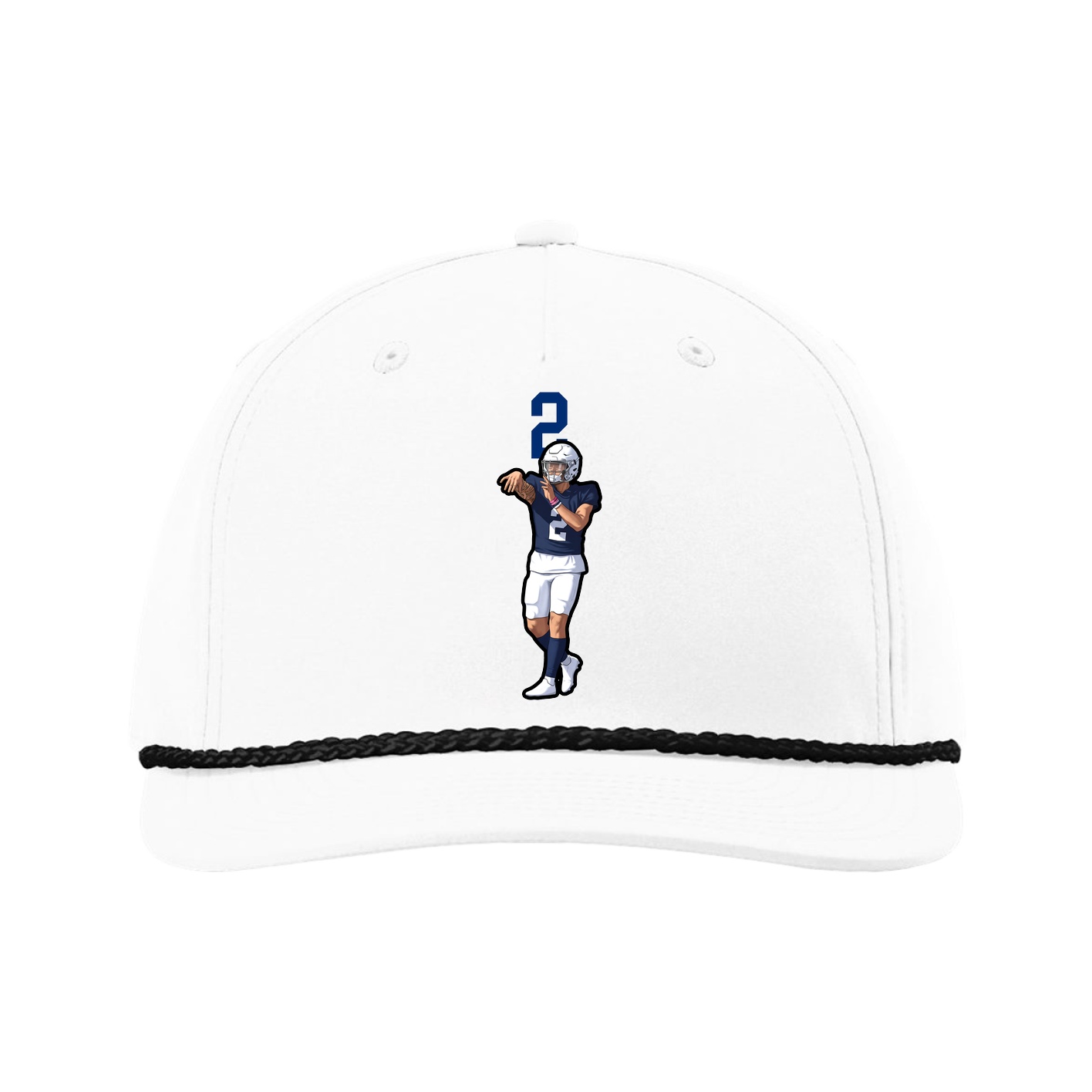 Five-Panel Classic Rope Cap — Number Top in White