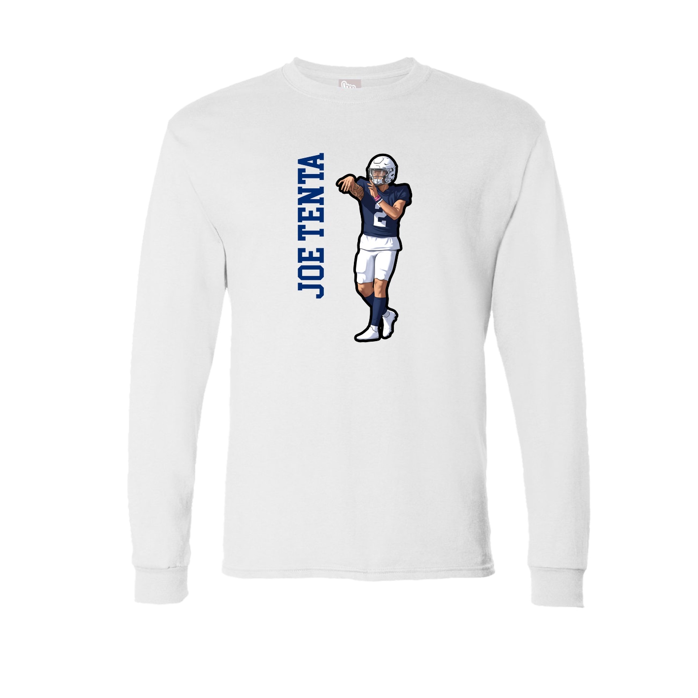 Long Sleeve Tee — Name Vertical in White