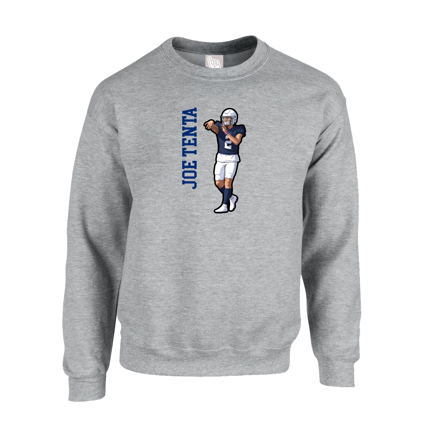 Fleece Crew — Name Vertical in Grey