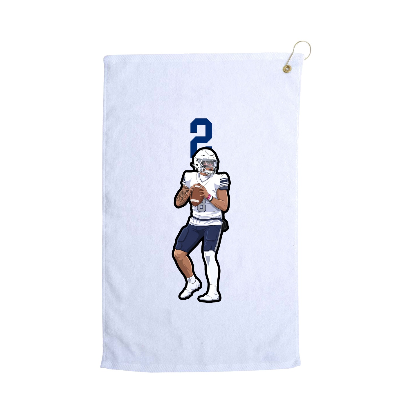 Golf Towel — Number Top in White