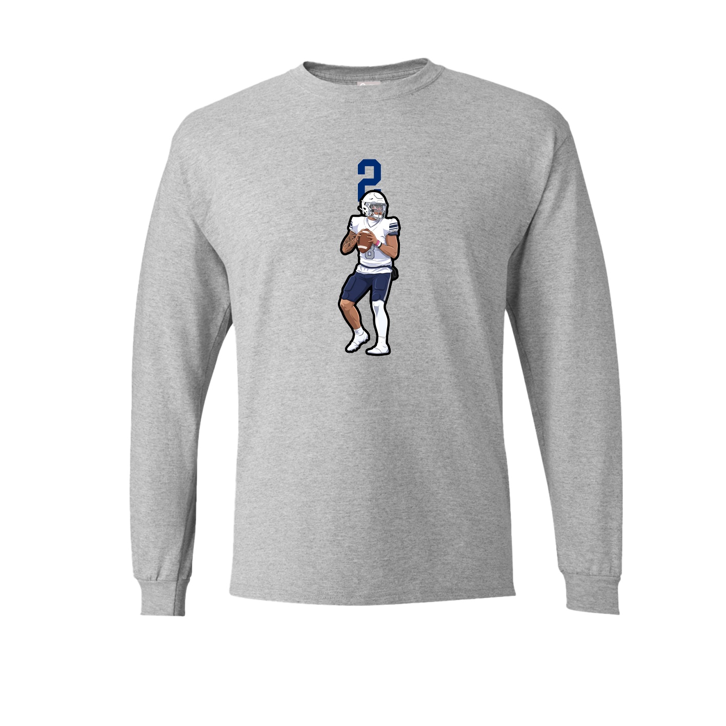 Long Sleeve Tee — Number Top in Grey