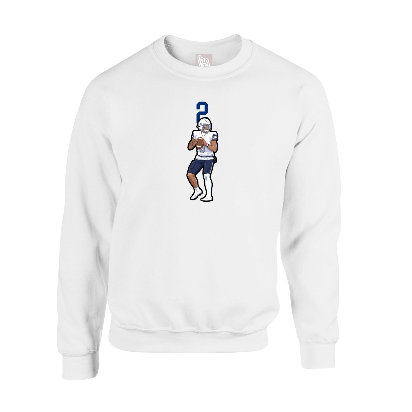 Fleece Crew — Number Top in White