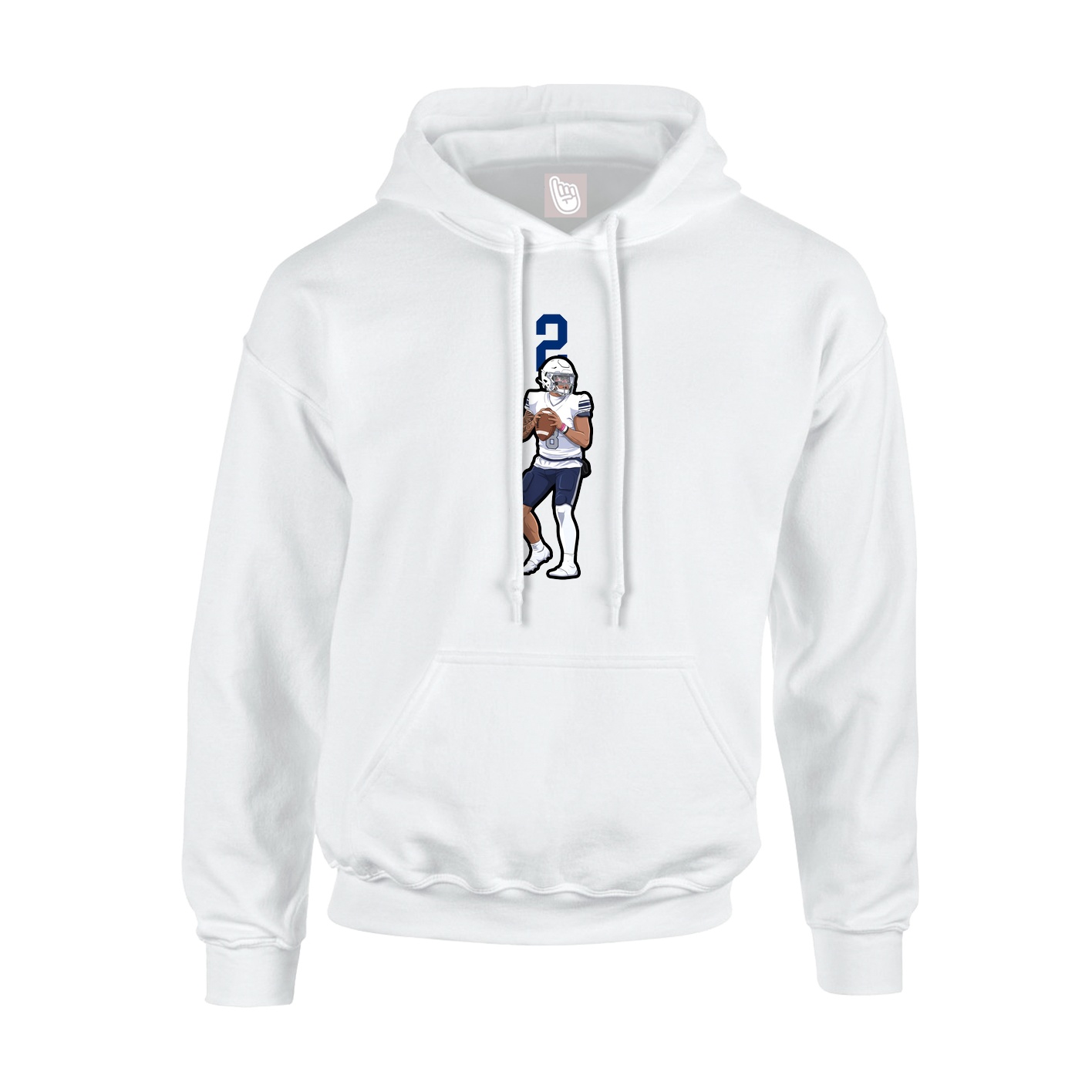 Youth Hoodie — Number Top in White