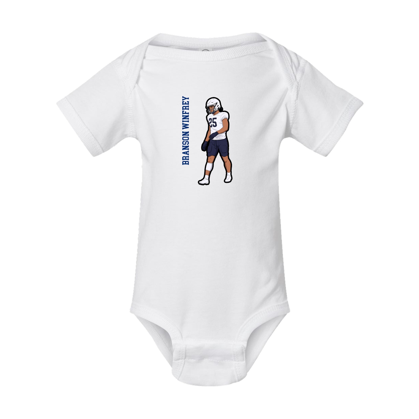 Baby Onesie — Name Vertical in White