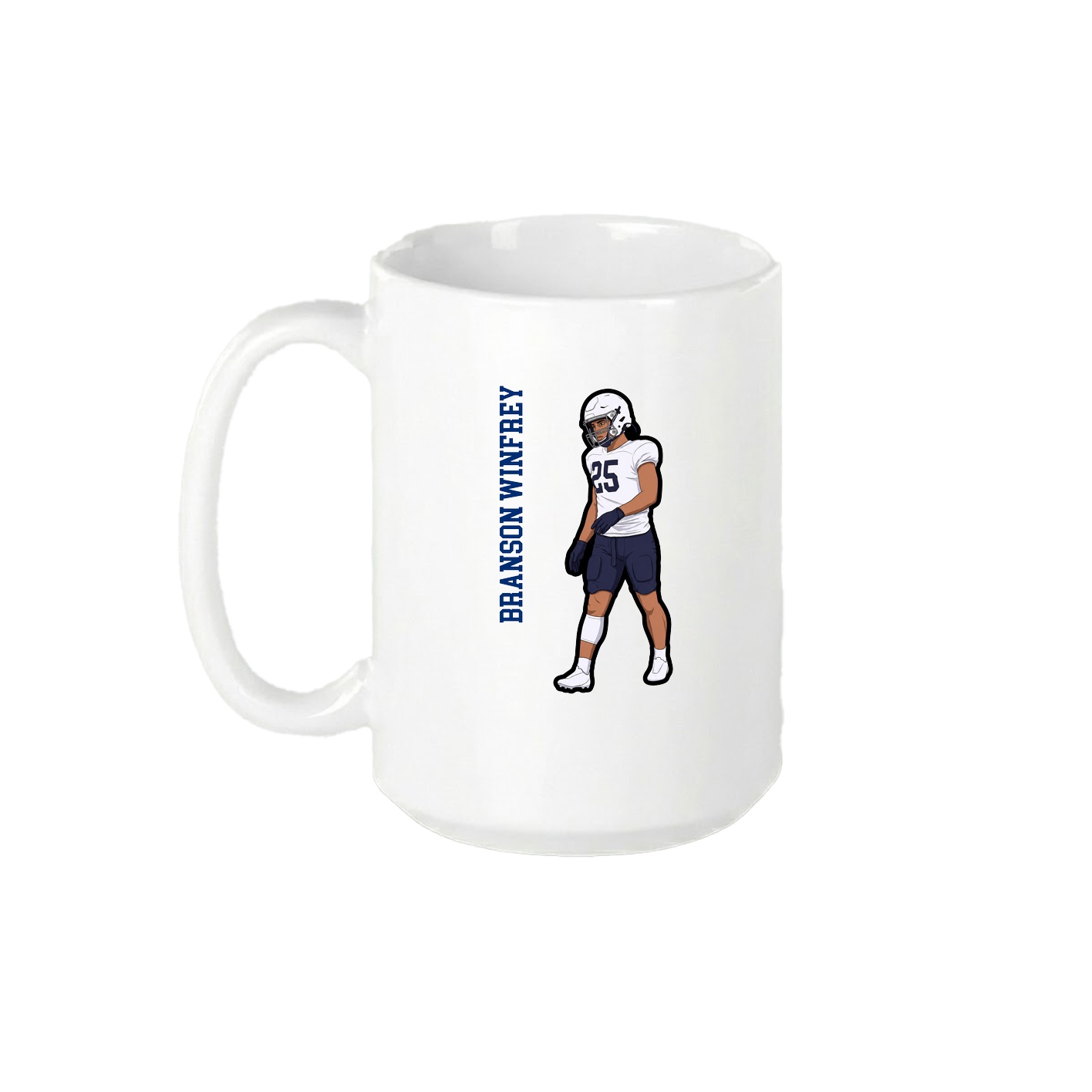 15oz Coffee Mug — Name Vertical in White