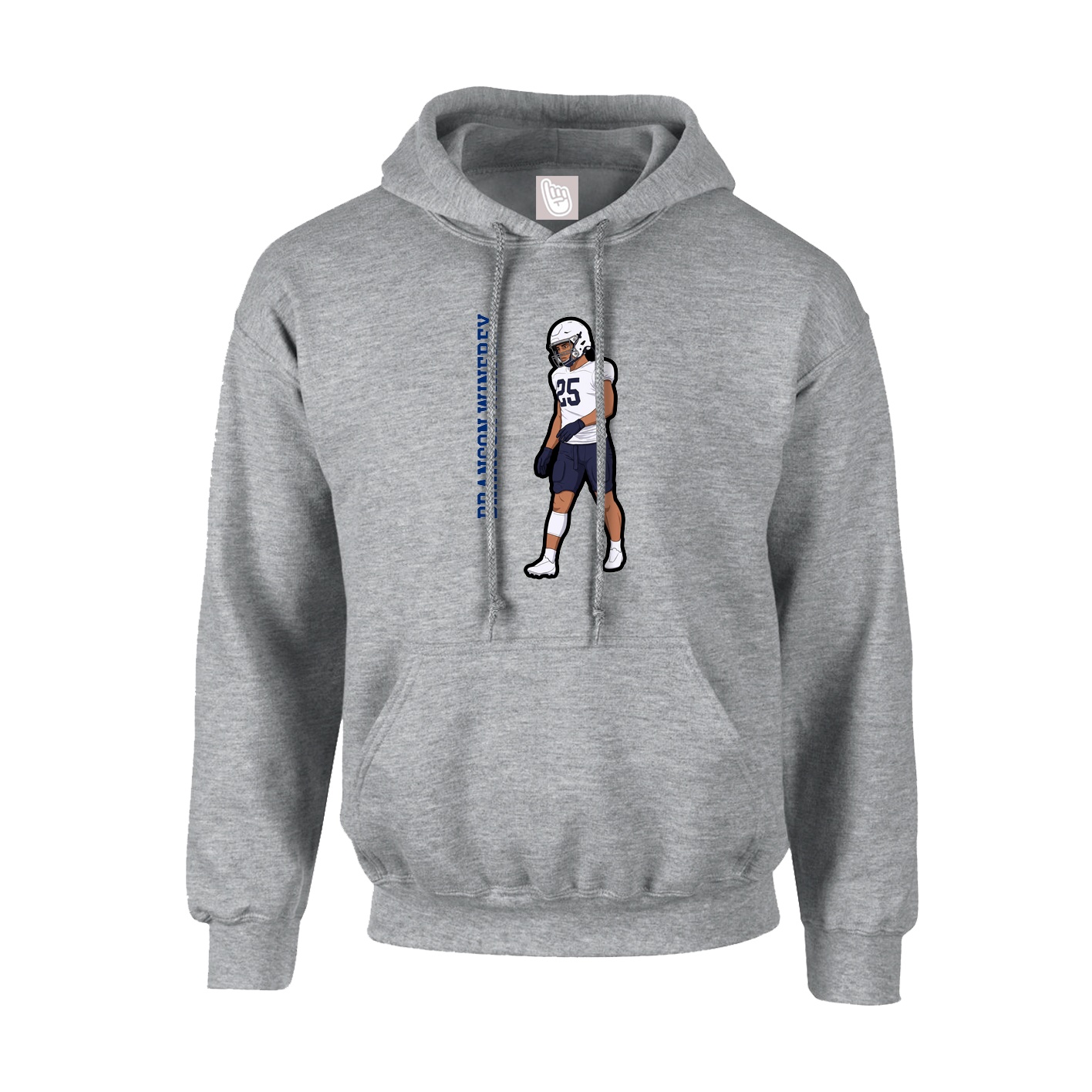 Hoodie — Name Vertical in Grey