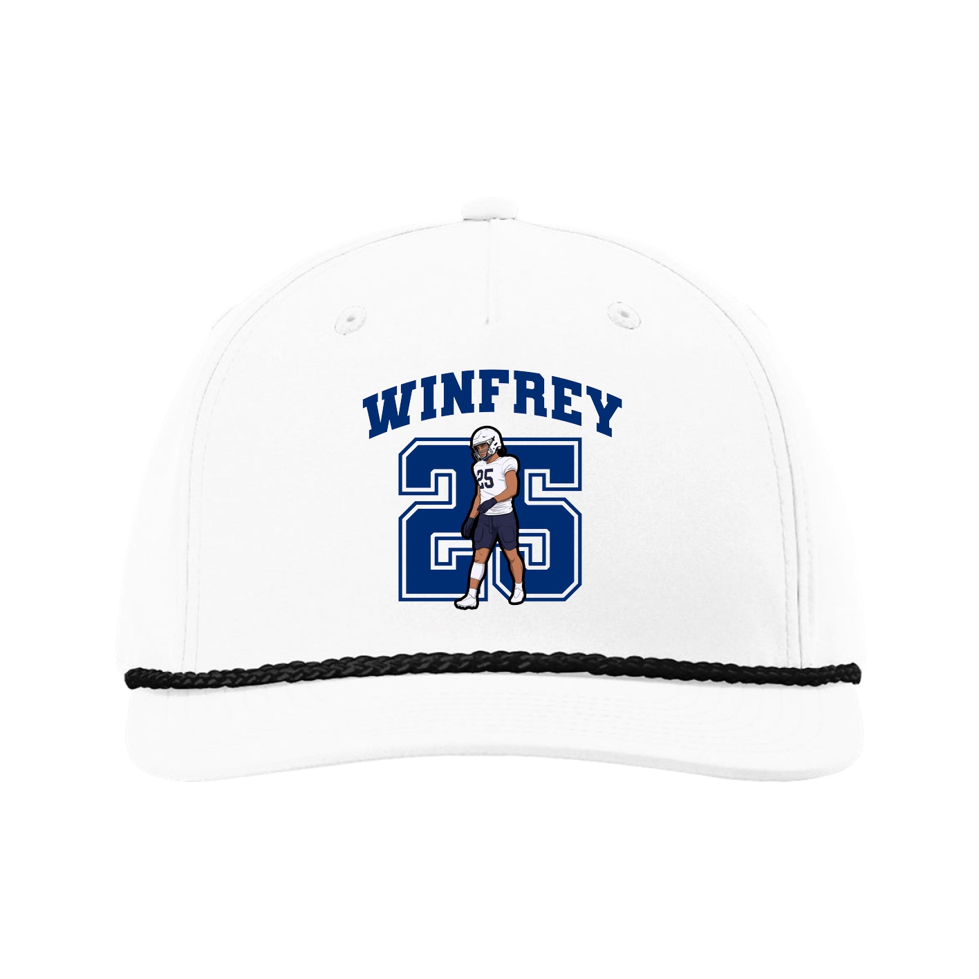 Five-Panel Classic Rope Cap — Number in White