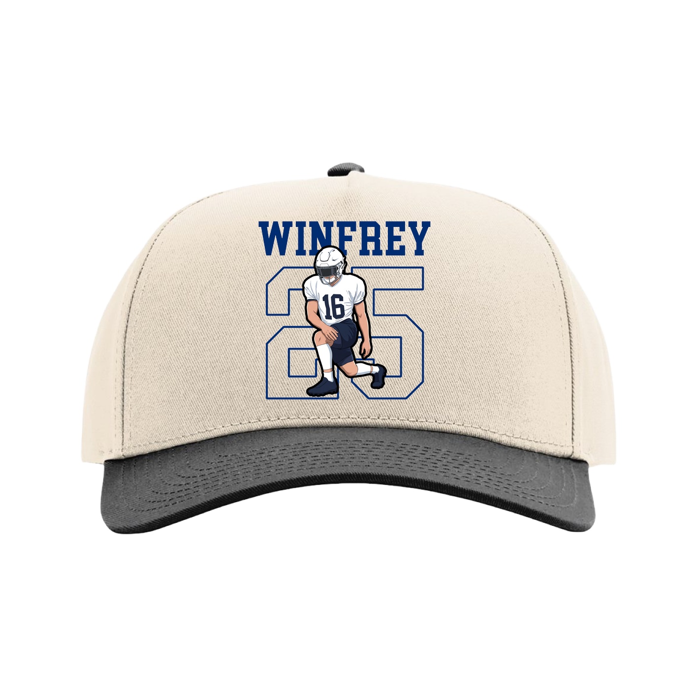 Full Fabric Five-Panel Champ Cap — Shirsey in Cream/Black