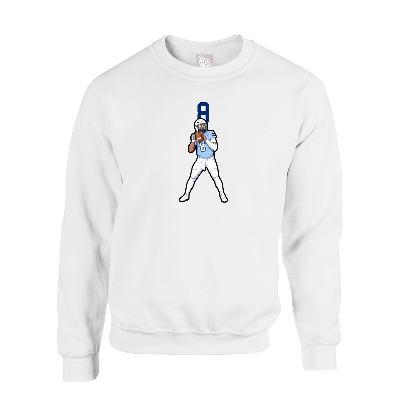 Fleece Crew — Number Top in White