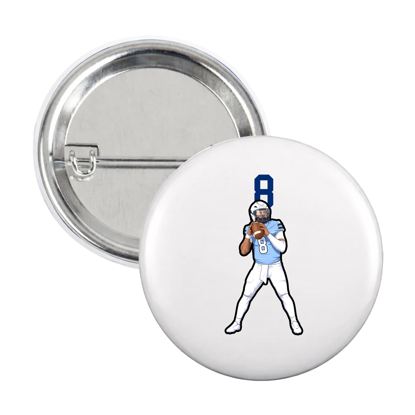 Game Day Button — Number Top in White