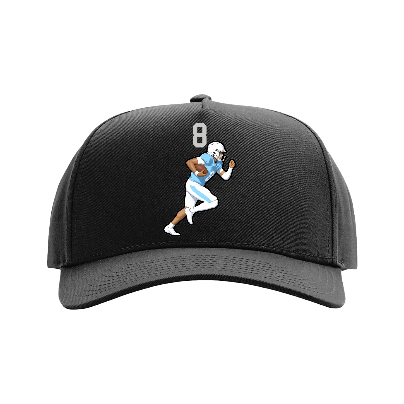 Full Fabric Five-Panel Champ Cap — Number Top in Black