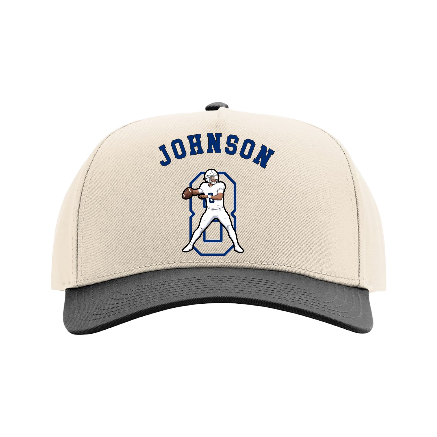 Full Fabric Five-Panel Champ Cap — Shirsey Arch in Cream/Black