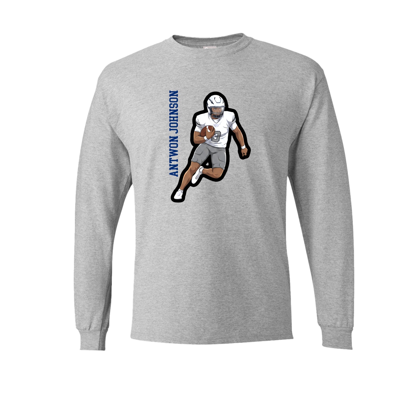 Long Sleeve Tee — Name Vertical in Grey