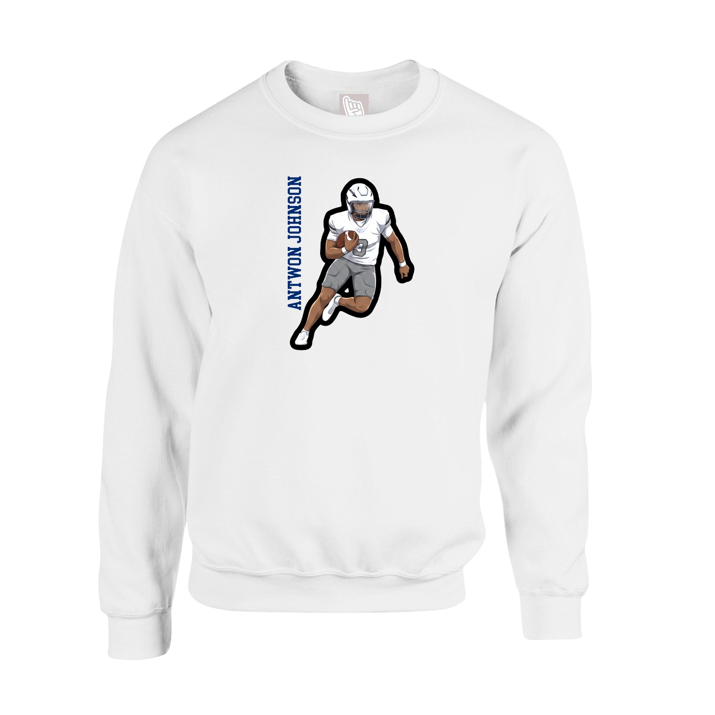 Fleece Crew — Name Vertical in White