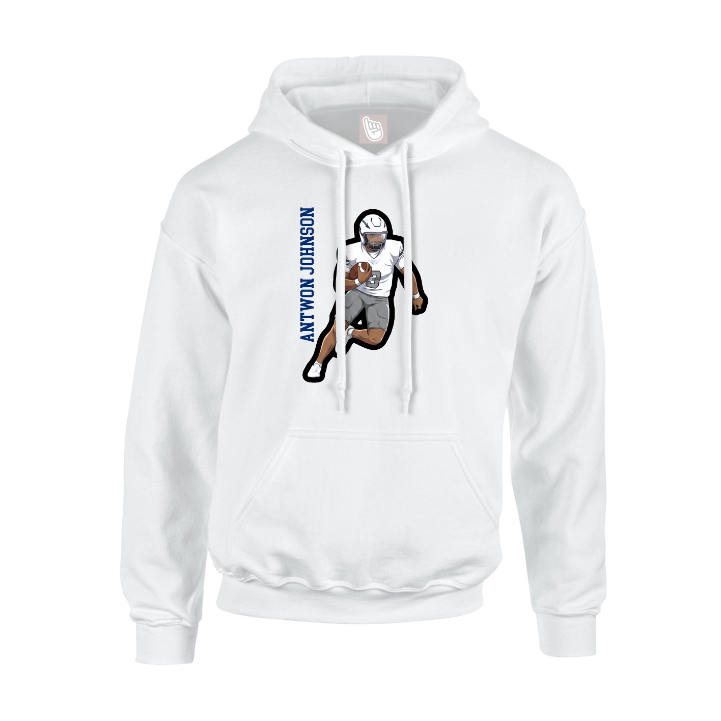 Youth Hoodie — Name Vertical in White