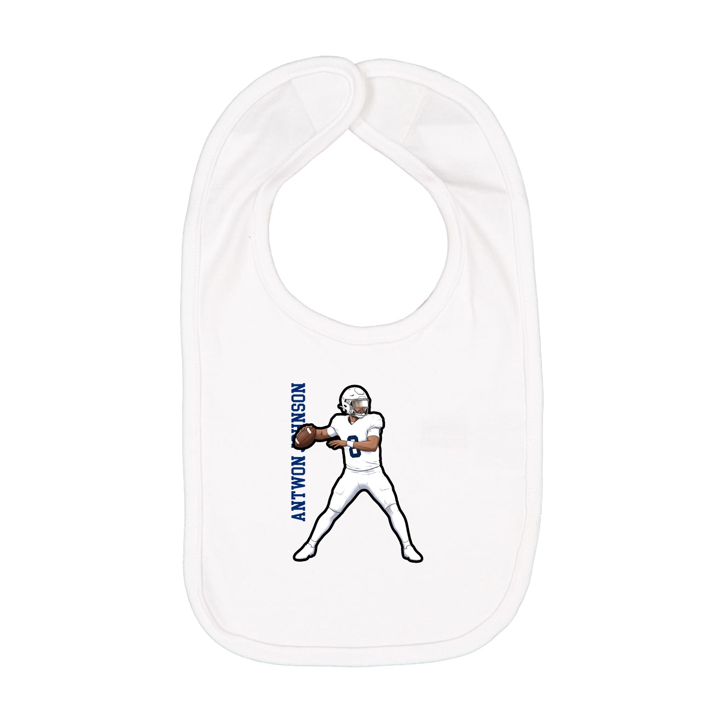 Infant Bib — Name Vertical in White