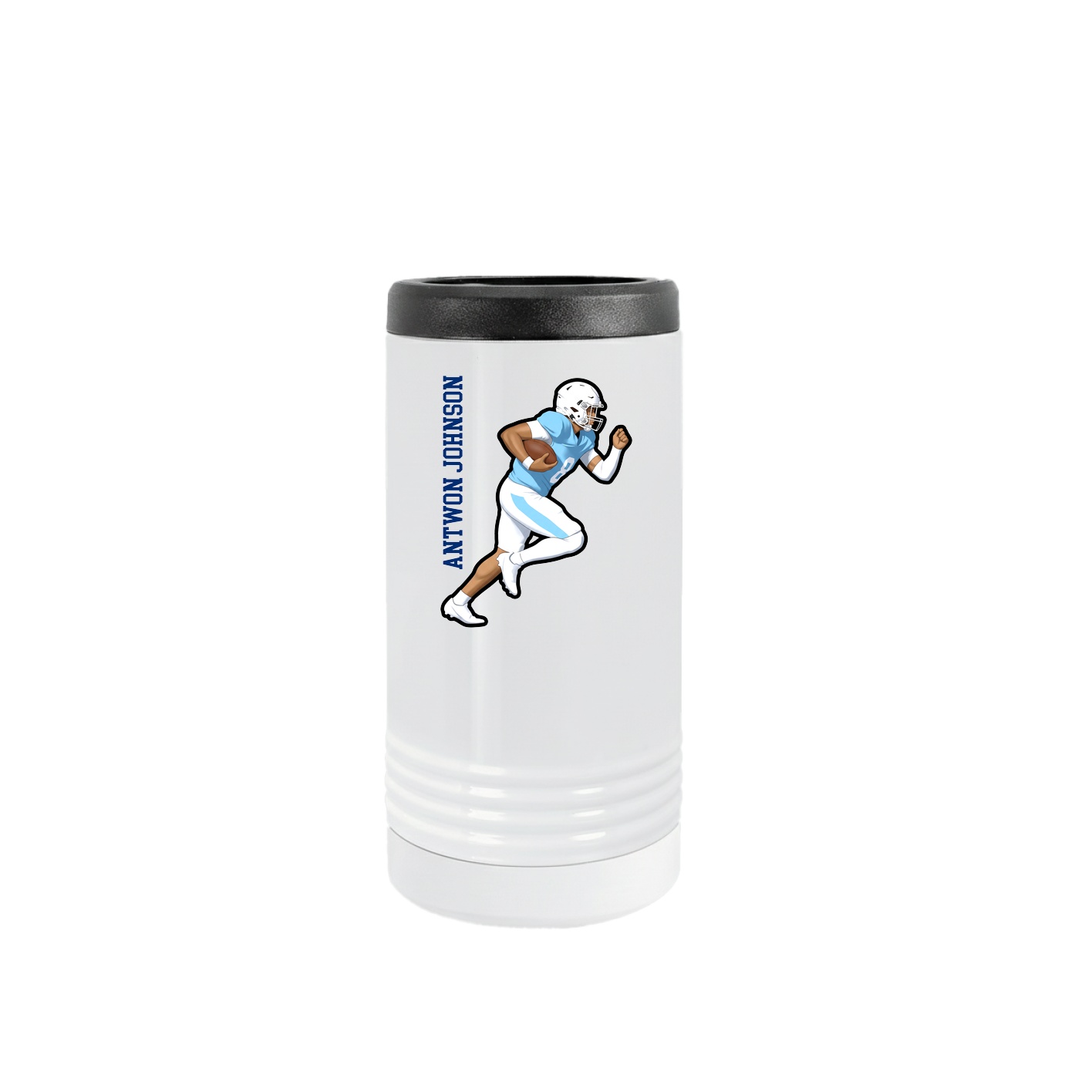 Slim Beverage Holder — Name Vertical in White
