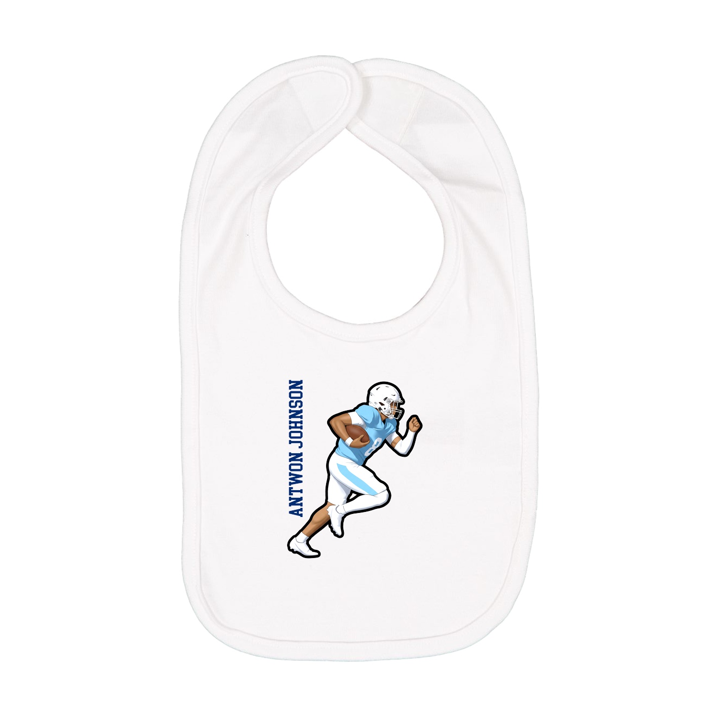 Infant Bib — Name Vertical in White