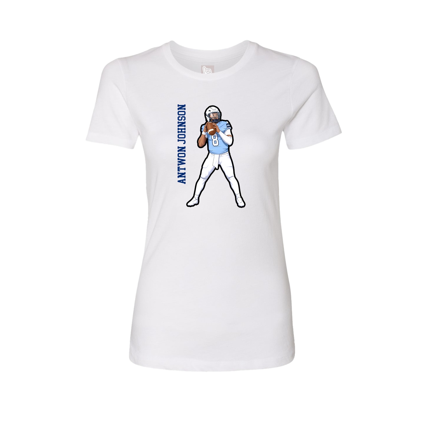 Womens Tee — Name Vertical in White