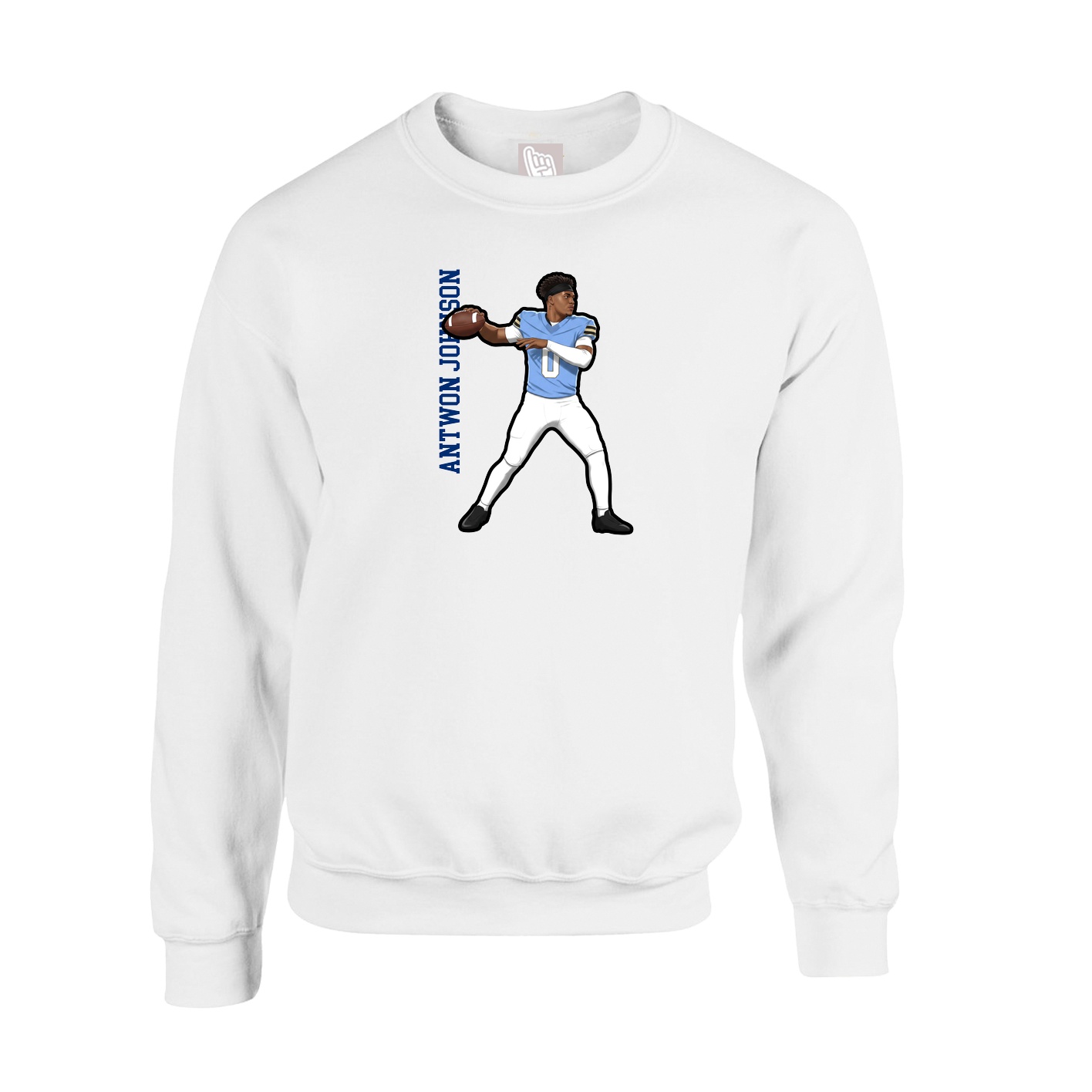 Fleece Crew — Name Vertical in White