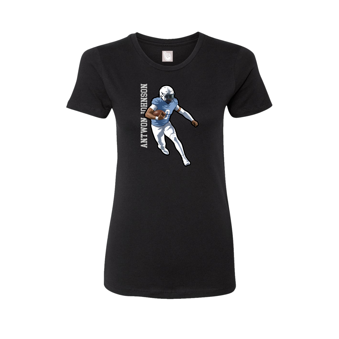 Womens Tee — Name Vertical in Black