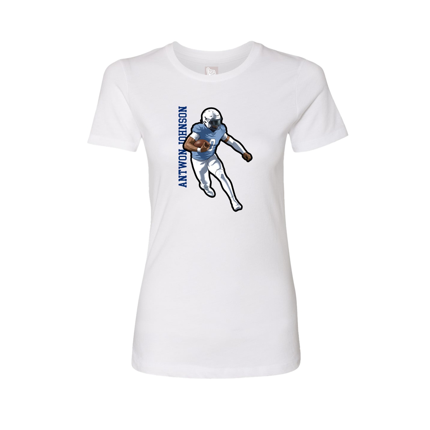 Fitted Women's Tee — Name Vertical in White