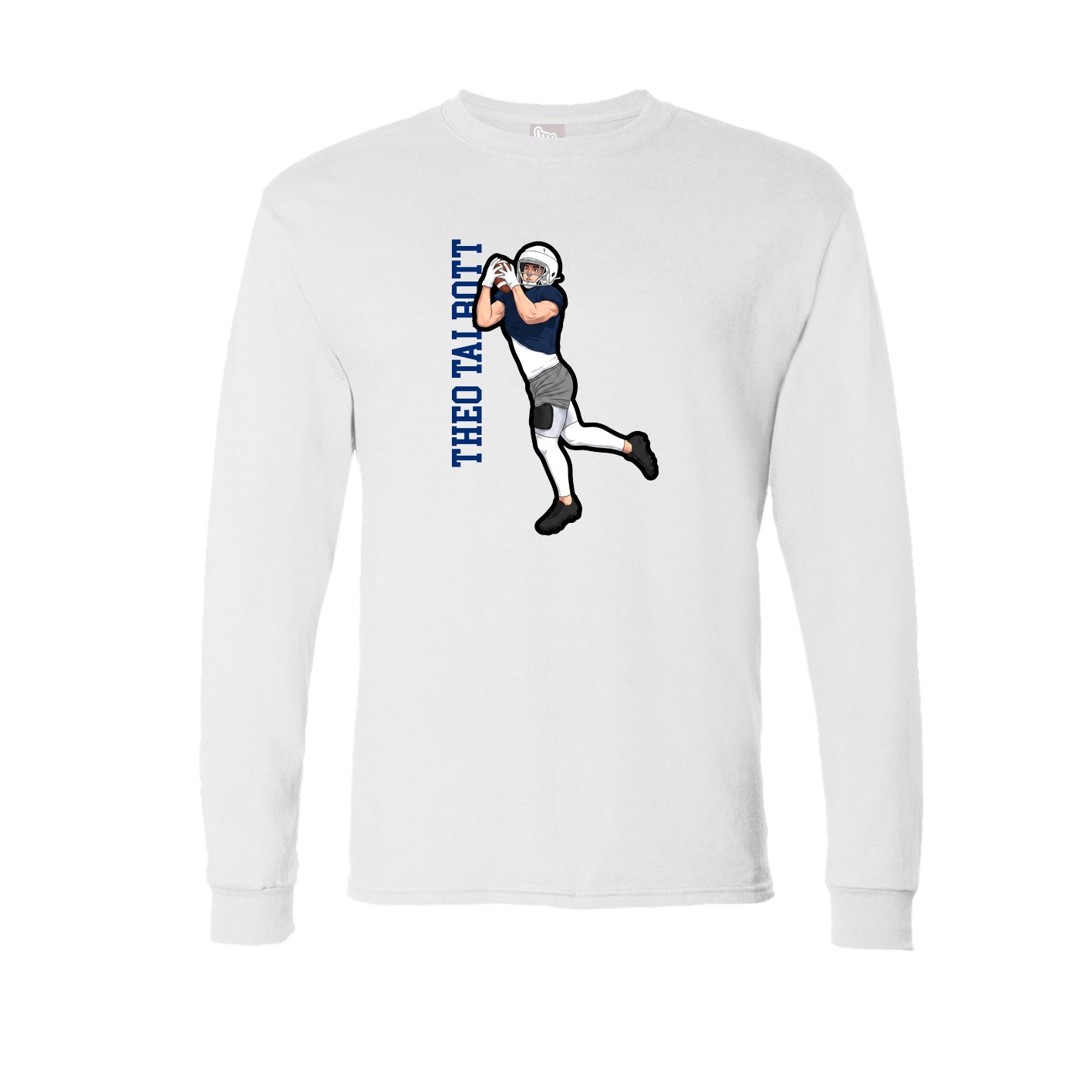 Long Sleeve Tee — Name Vertical in White