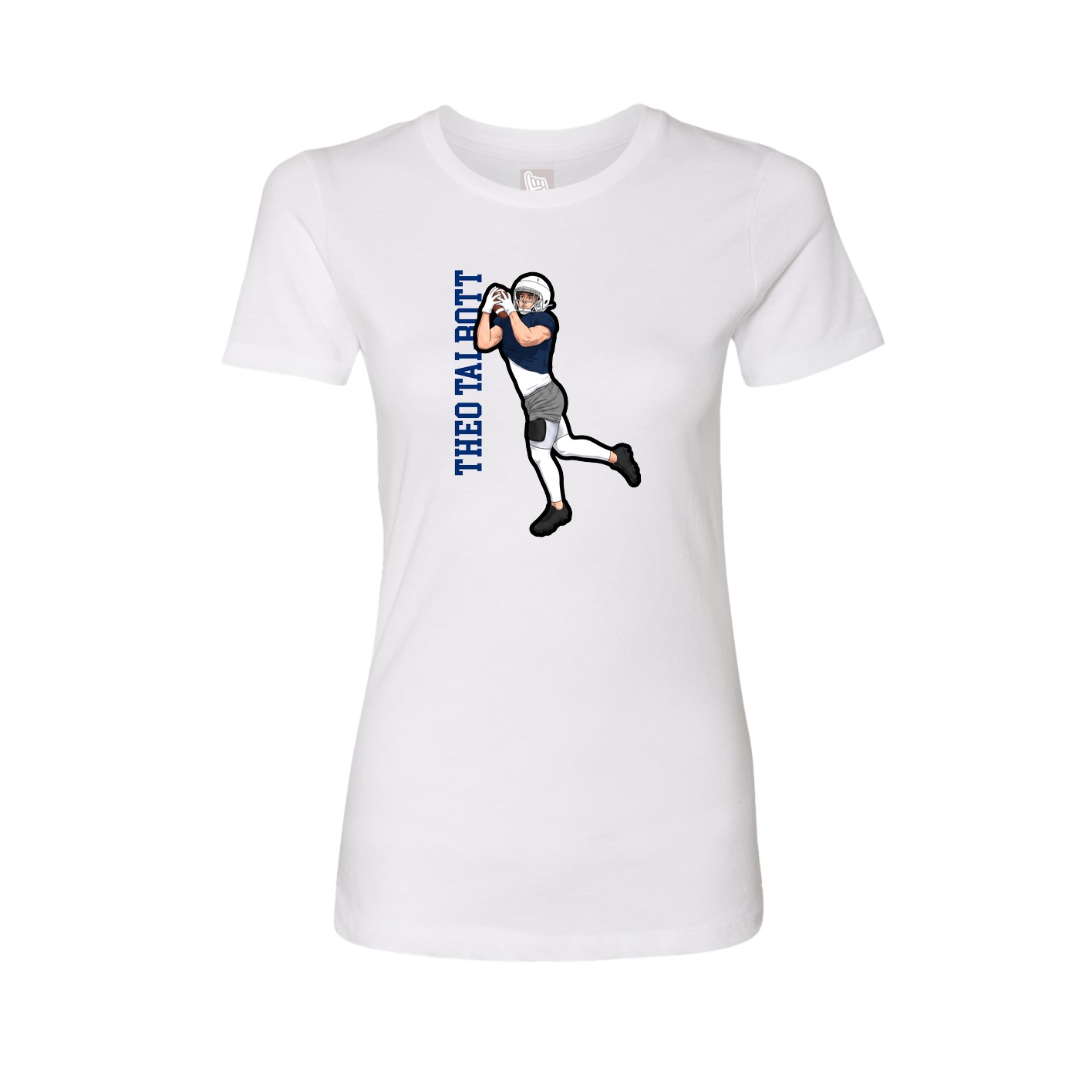 Fitted Women's Tee — Name Vertical in White