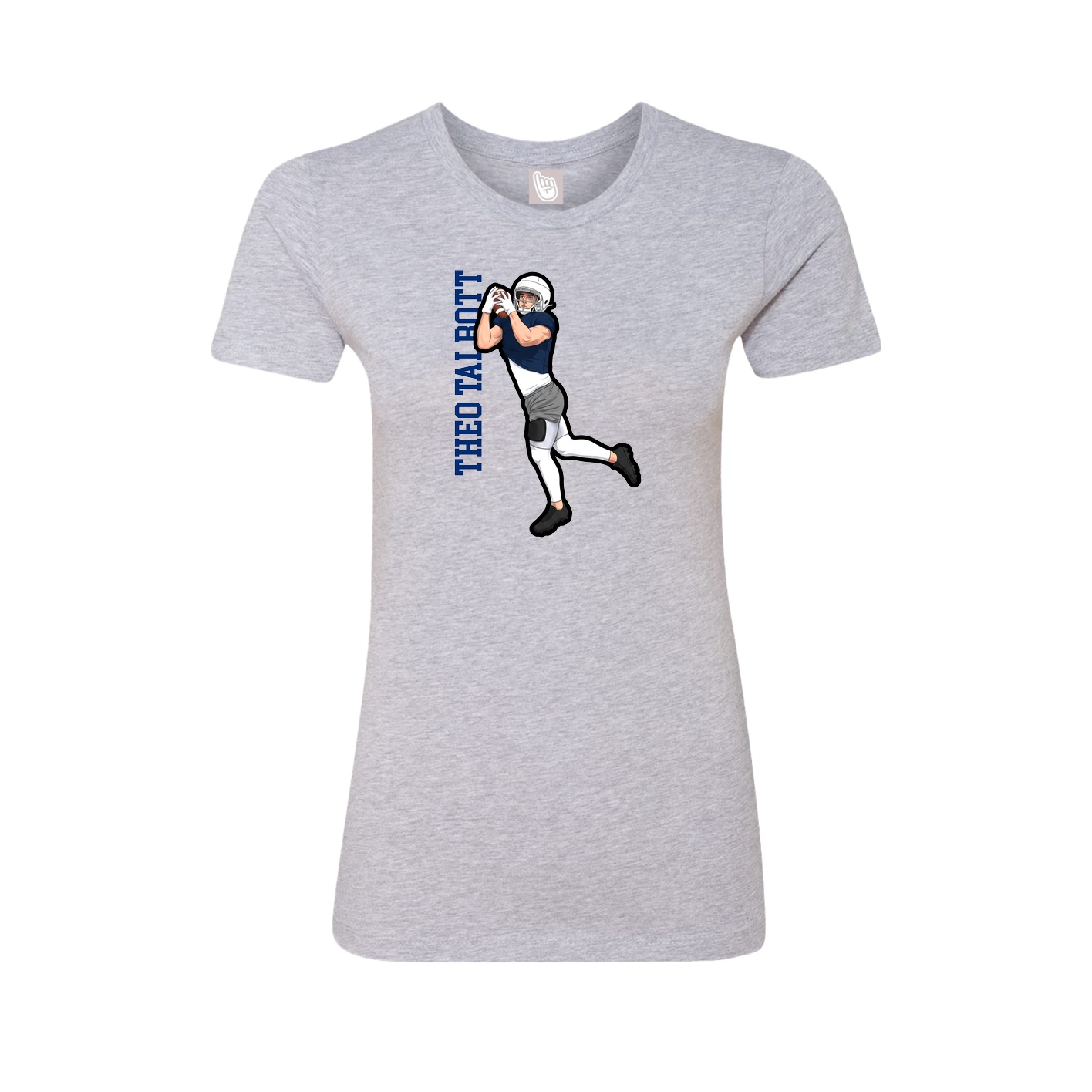 Womens Tee — Name Vertical in Grey