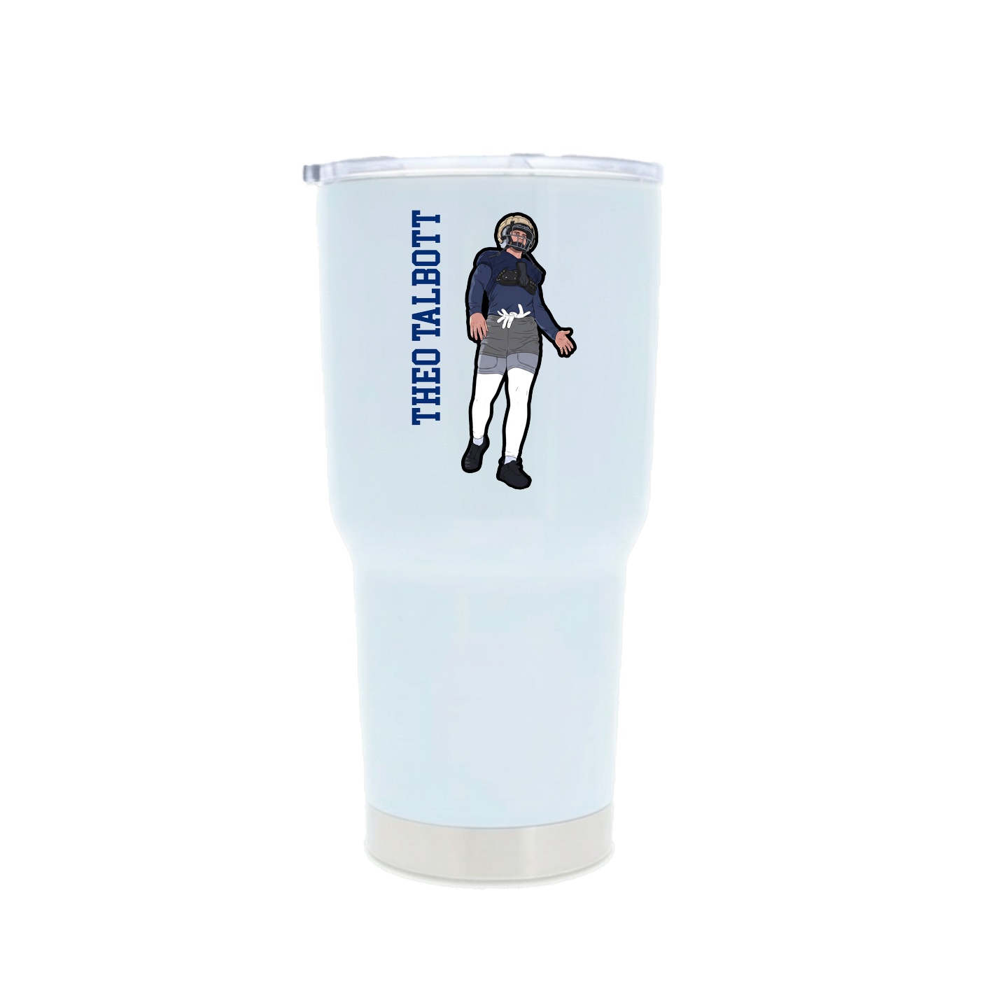 30oz Stainless Steel Tumbler — Name Vertical in White