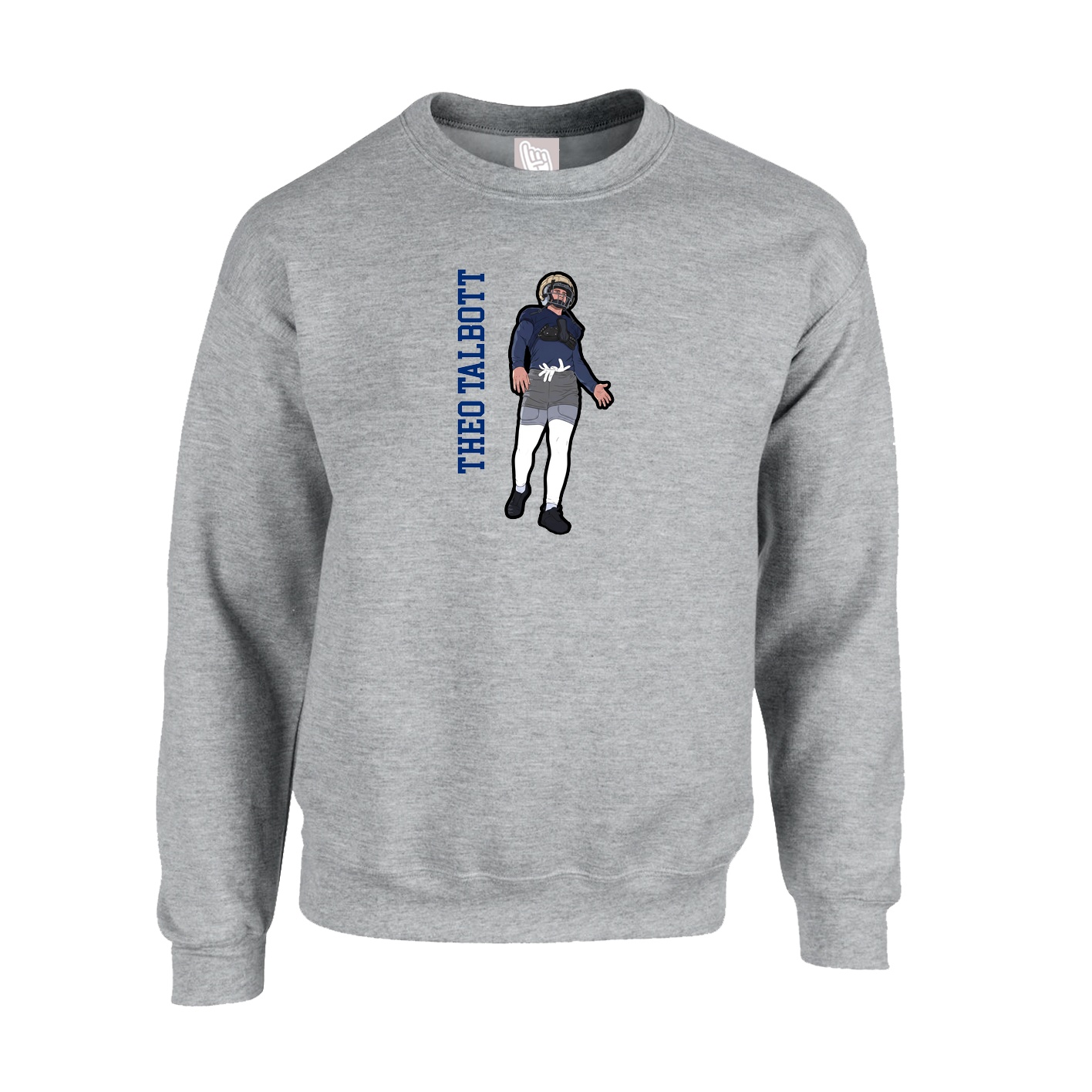 Fleece Crew — Name Vertical in Grey