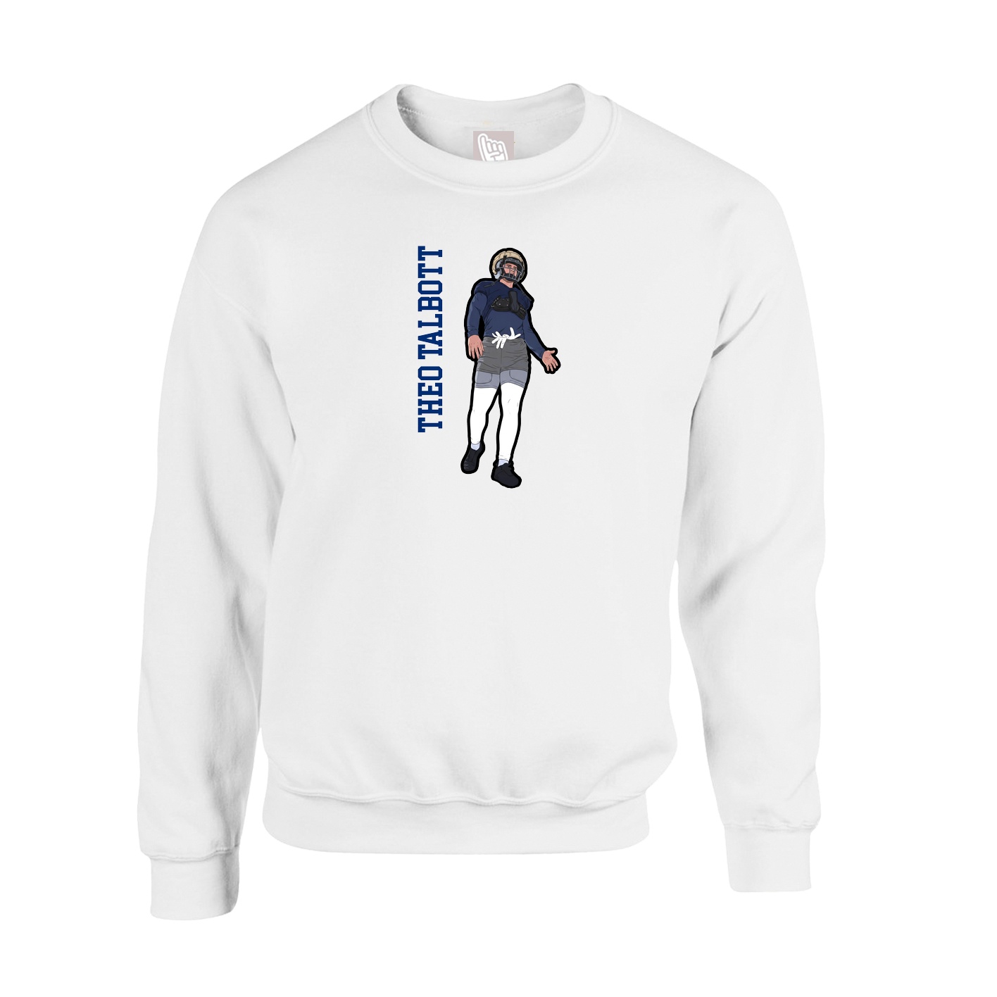 Fleece Crew — Name Vertical in White