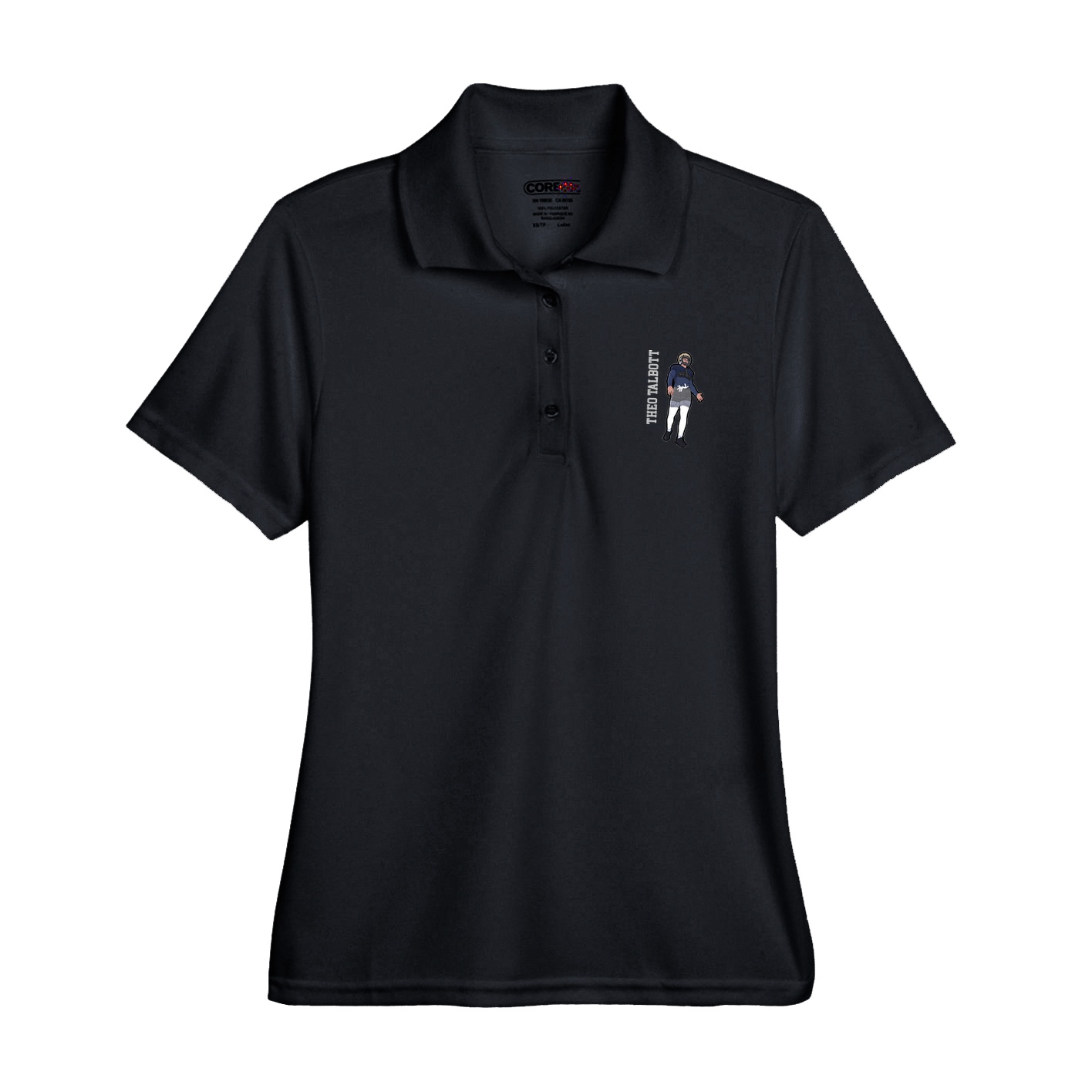 Womens Performance Polo — Name Vertical in Black