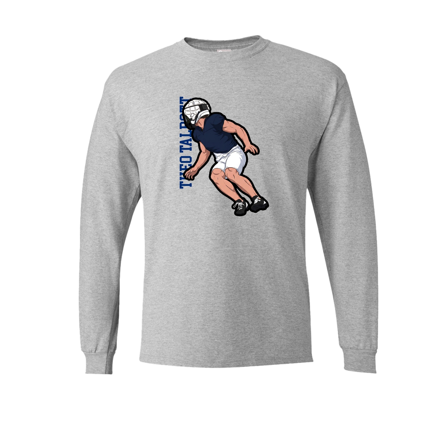 Long Sleeve Tee — Name Vertical in Grey