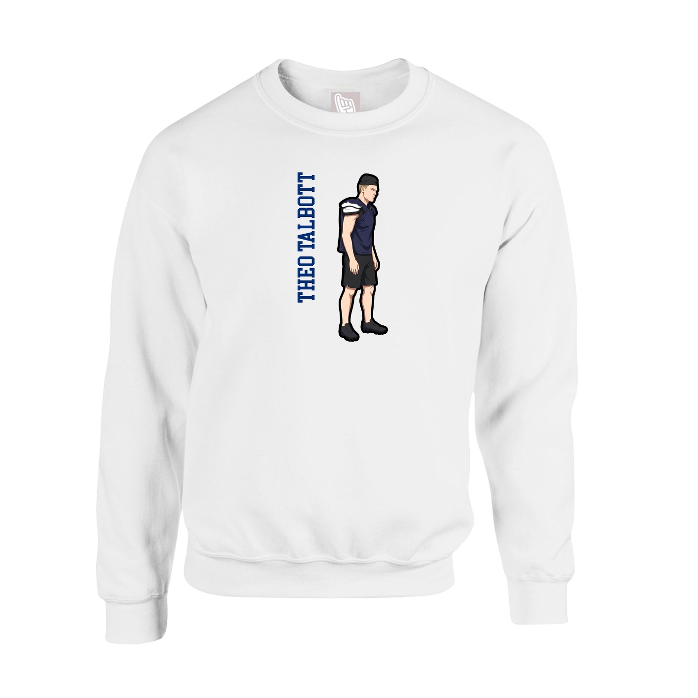 Fleece Crew — Name Vertical in White