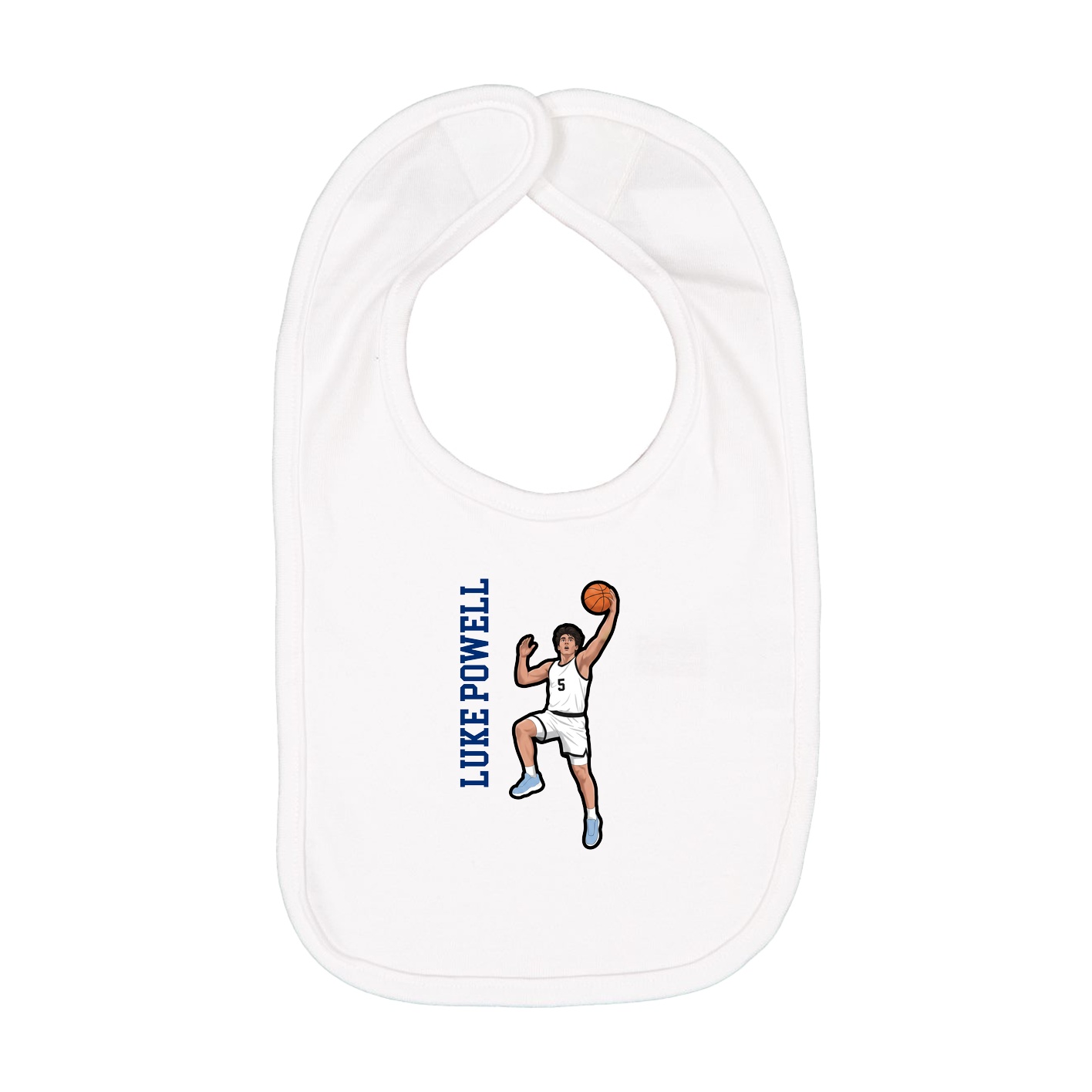 Infant Bib — Name Vertical in White