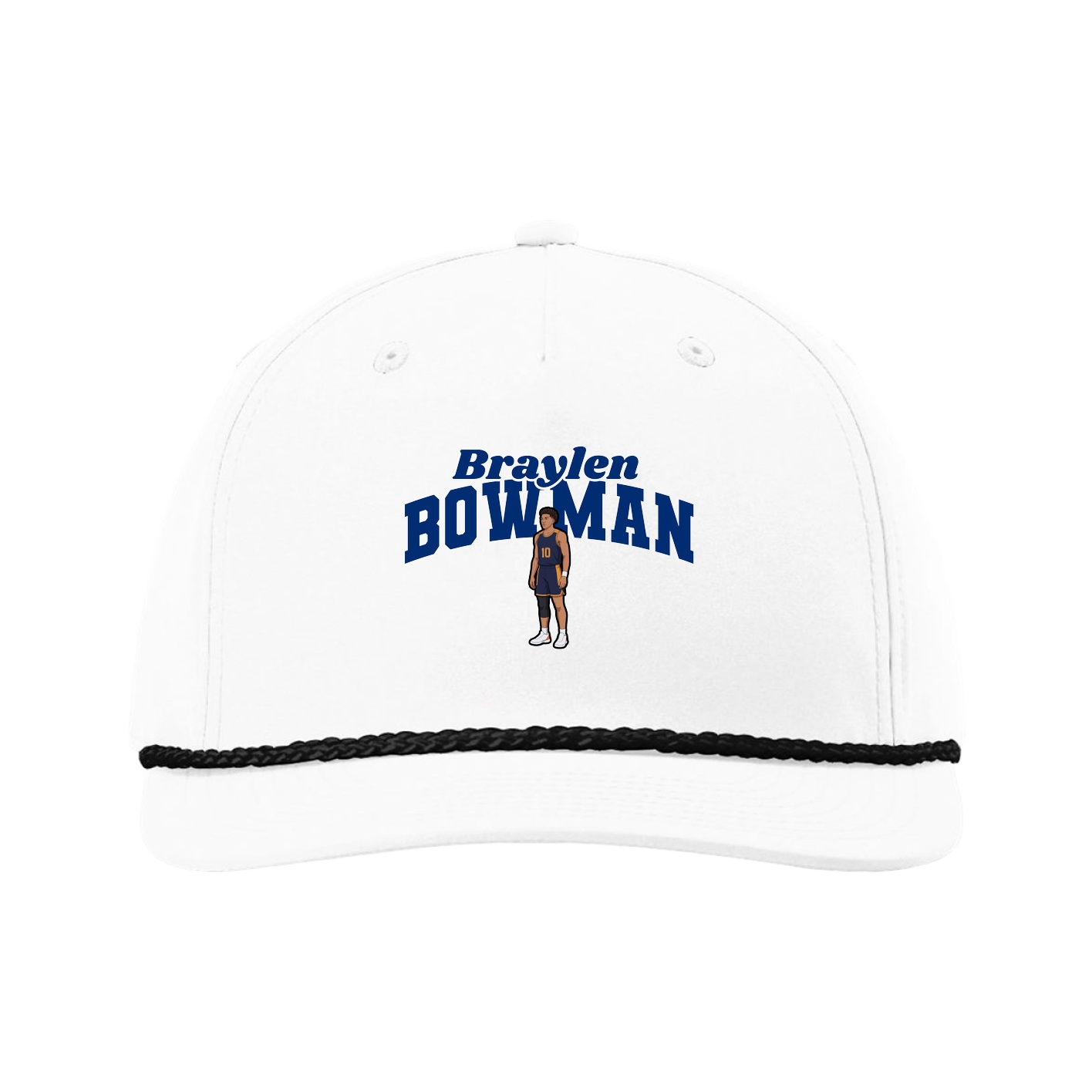 Five-Panel Classic Rope Cap — Signature Arch in White
