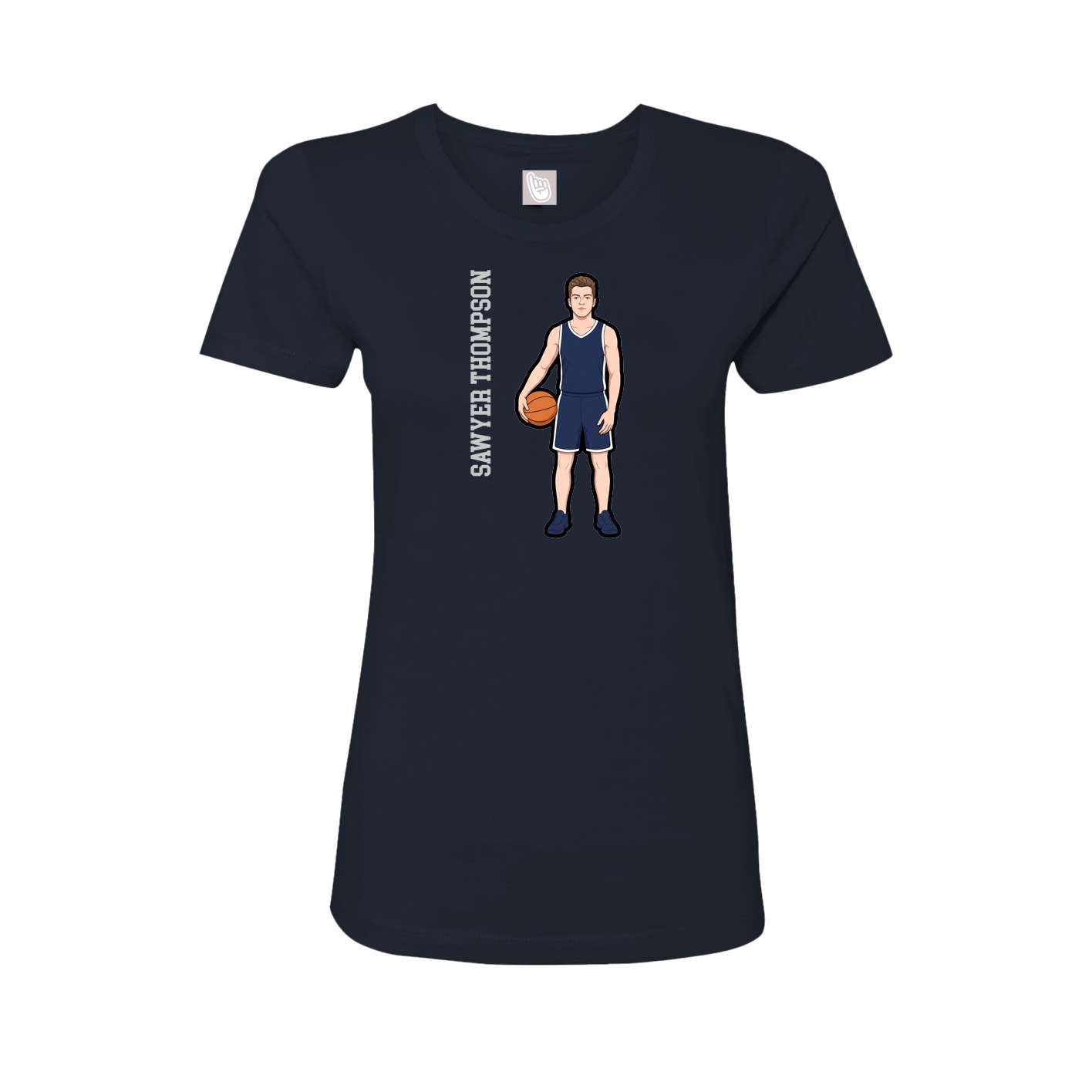 Fitted Women's Tee — Name Vertical in Navy
