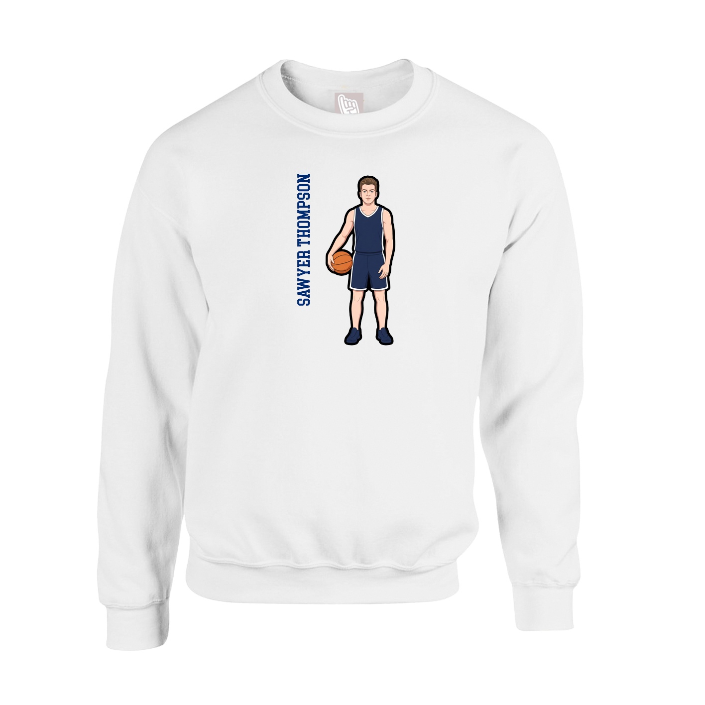 Fleece Crew — Name Vertical in White